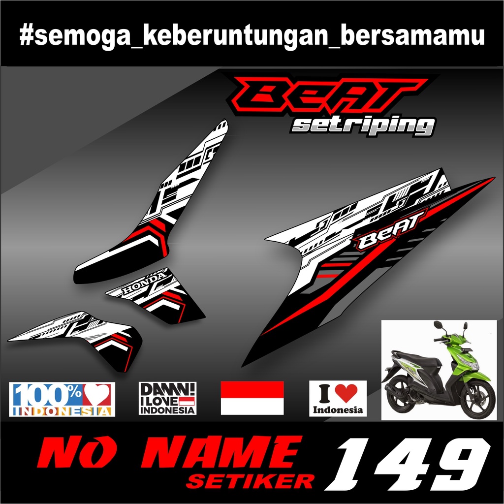 Striping Beat Karbu 2008 2009 2010 2011 2012 (149) Variasi Sticker Stiker Skotlet Motor Scotlite List