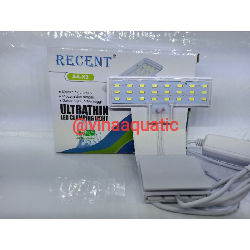 LAMPU LED AQUARIUM AQUASCAPE JEPIT RECENT AA-X3 PUTIH BIRU 3 WATT