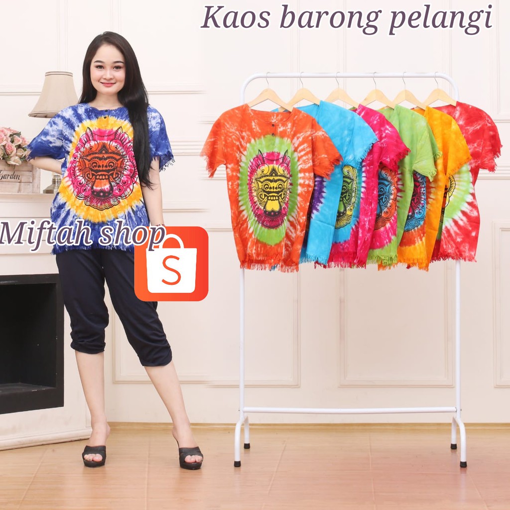 Bali barong pelangi awan  katun dasar warna dewasa baju bali barong pelangi dewasa l xl  bahan katun bagus kaos barong pelangi tie dye