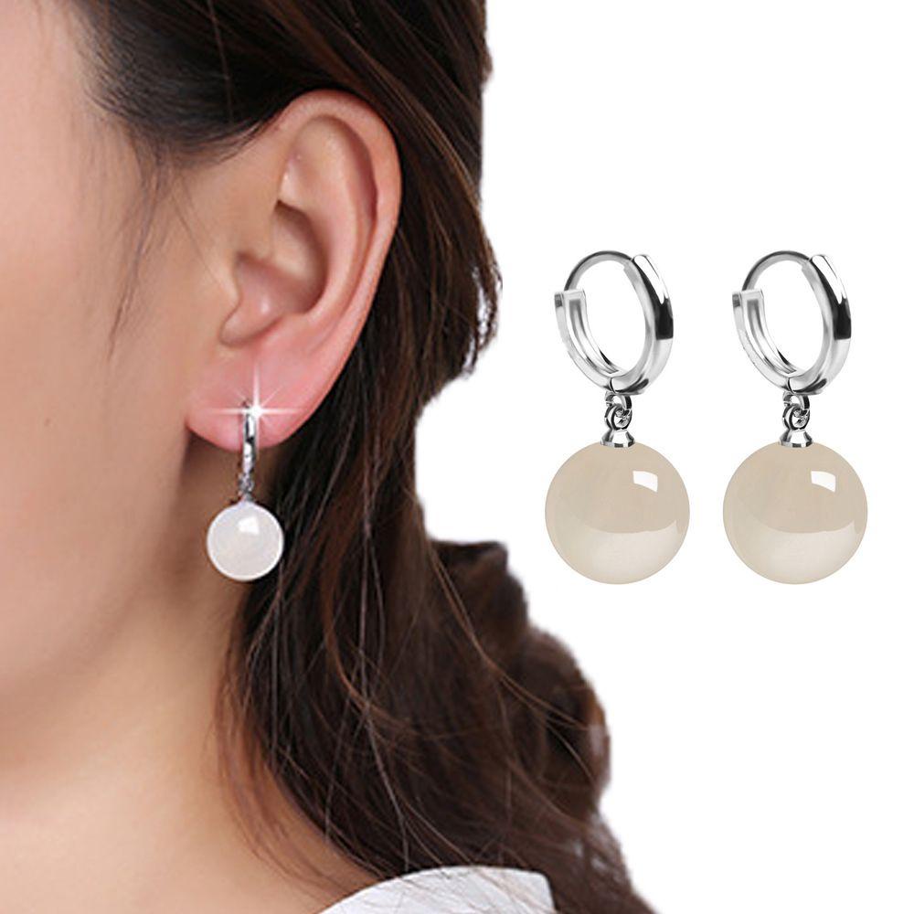 Needway Wanita Anting Hoop Perempuan Elegan Qiqi Cosplay Pendent Manik-Manik Bulat Genshin Impact Earrings