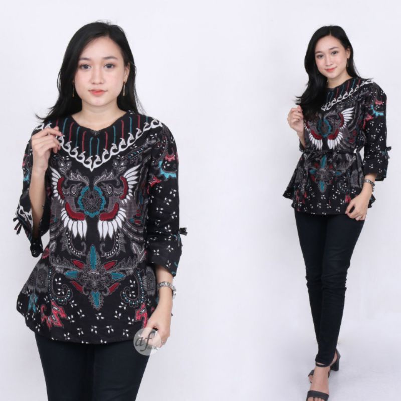 ATASAN BATIK WANITA M L XL XXL-F Blus kupu abu