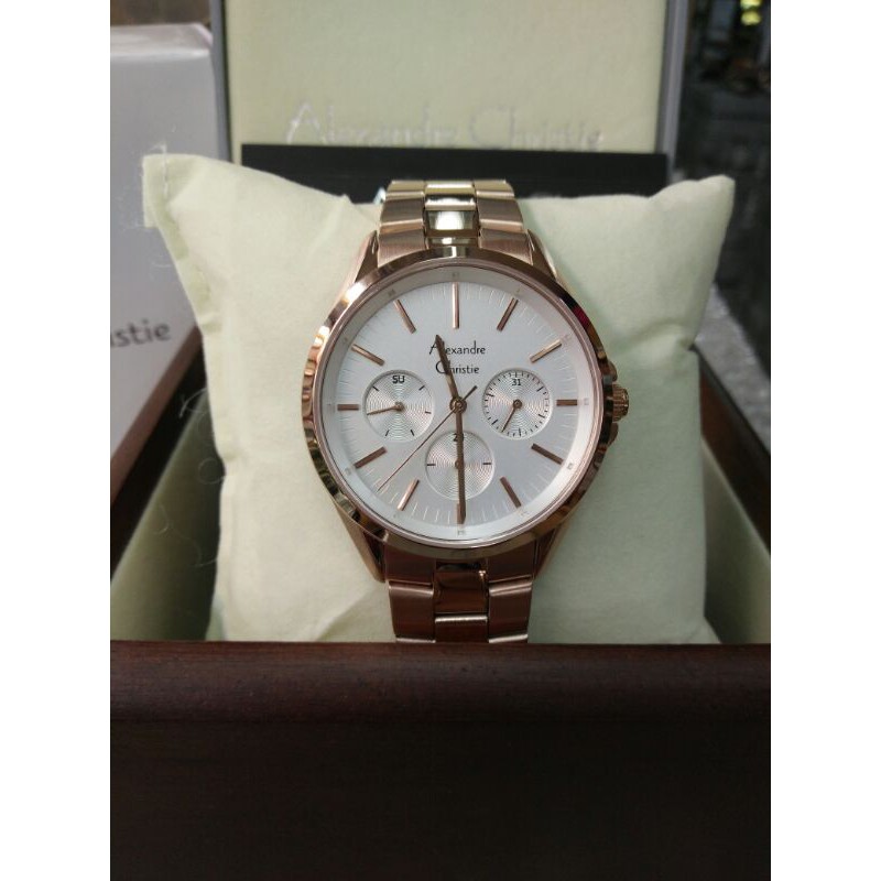 Jam Tangan Analog Wanita Alexandre Christie Ac 2890 BF All Stainless Steel Rosegold