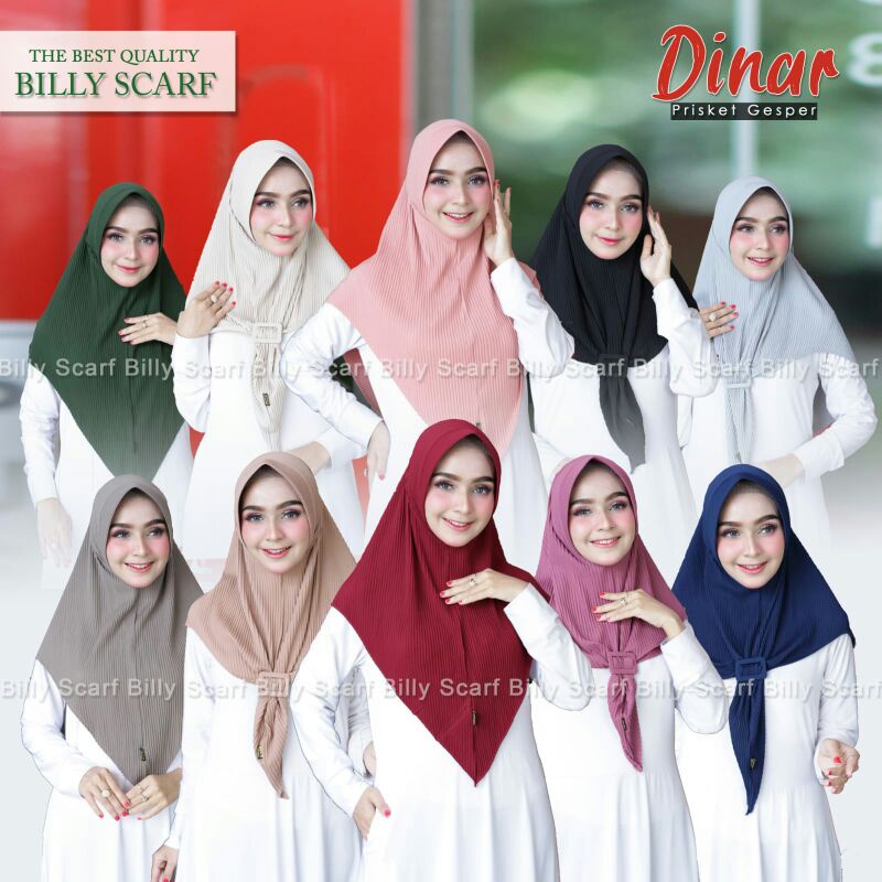 Jilbab Bergo Pad Simpel Plisket Gesper Dinar Ori Billy Scraf-Purpel