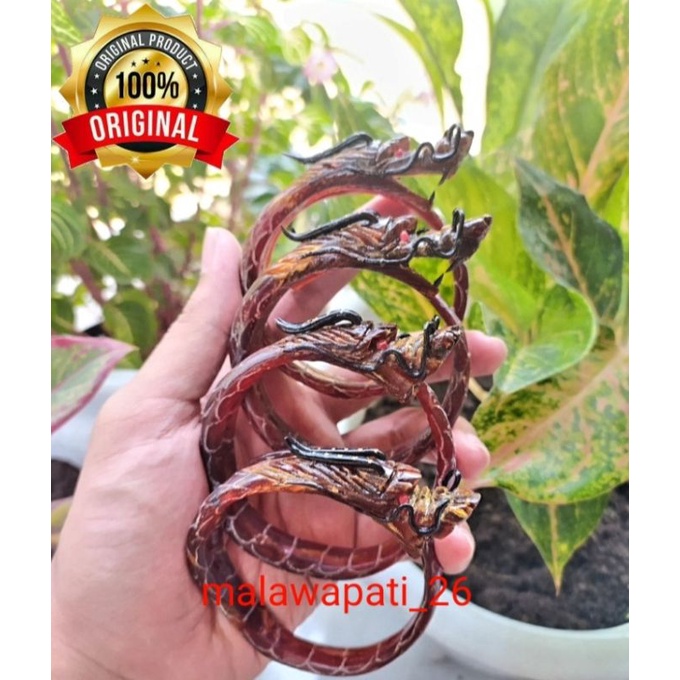GELANG AKAR BAHAR MERAH ASLI UKIR NAGA SISIK / GELANG AKAR BAHAR ASLI / GELANG KESEHATAN