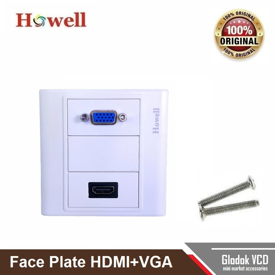 Howell Wall Face Plate / Outlat Socket HDMI + VGA