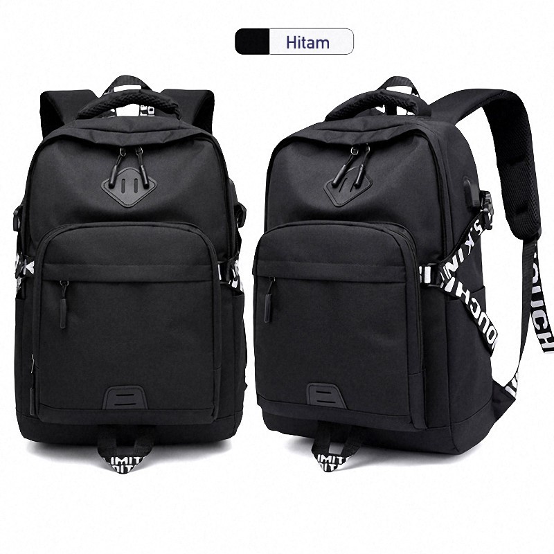 Highland Tas Ransel Pria Tas Kerja Kuliah Tas Ransel Laptop Tas Punggung Port USB TR204