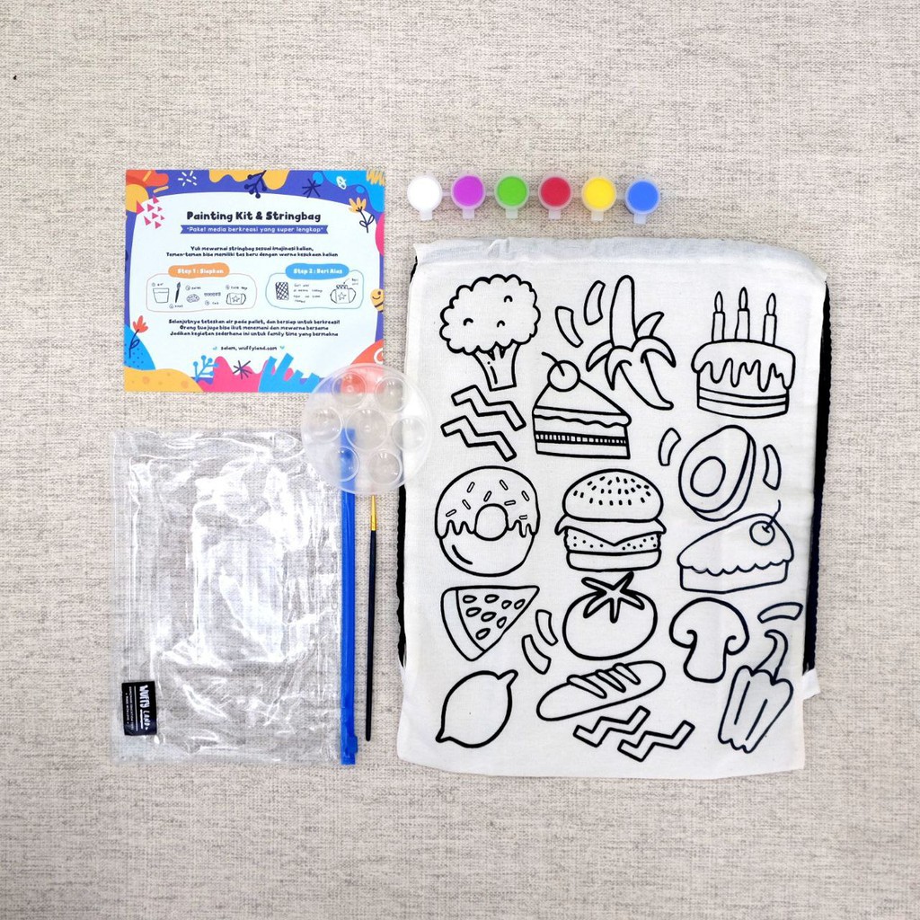 

Painting Kit String Bag Food Paket Lengkap Melukis Cat Kuas Pallet Tas Pouch