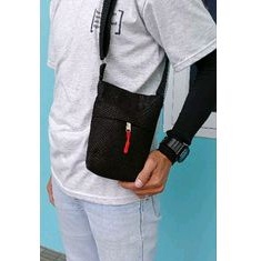 Tas Sling Bag Tas Selempang Mini Poket Kanvas cowo hitam