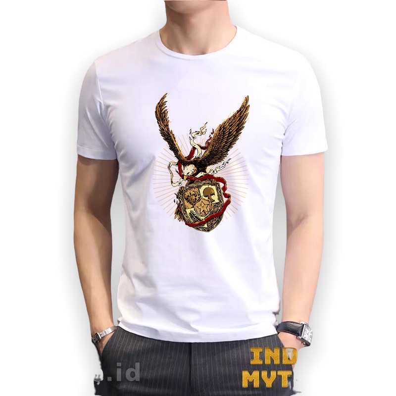 Lilipop Kaos Pria Burung Garuda Baju Distro Basic Tshirt Kasual Putih