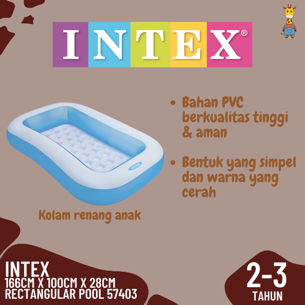 INTEX 57403 Rectangular Pool 166x100x28cm