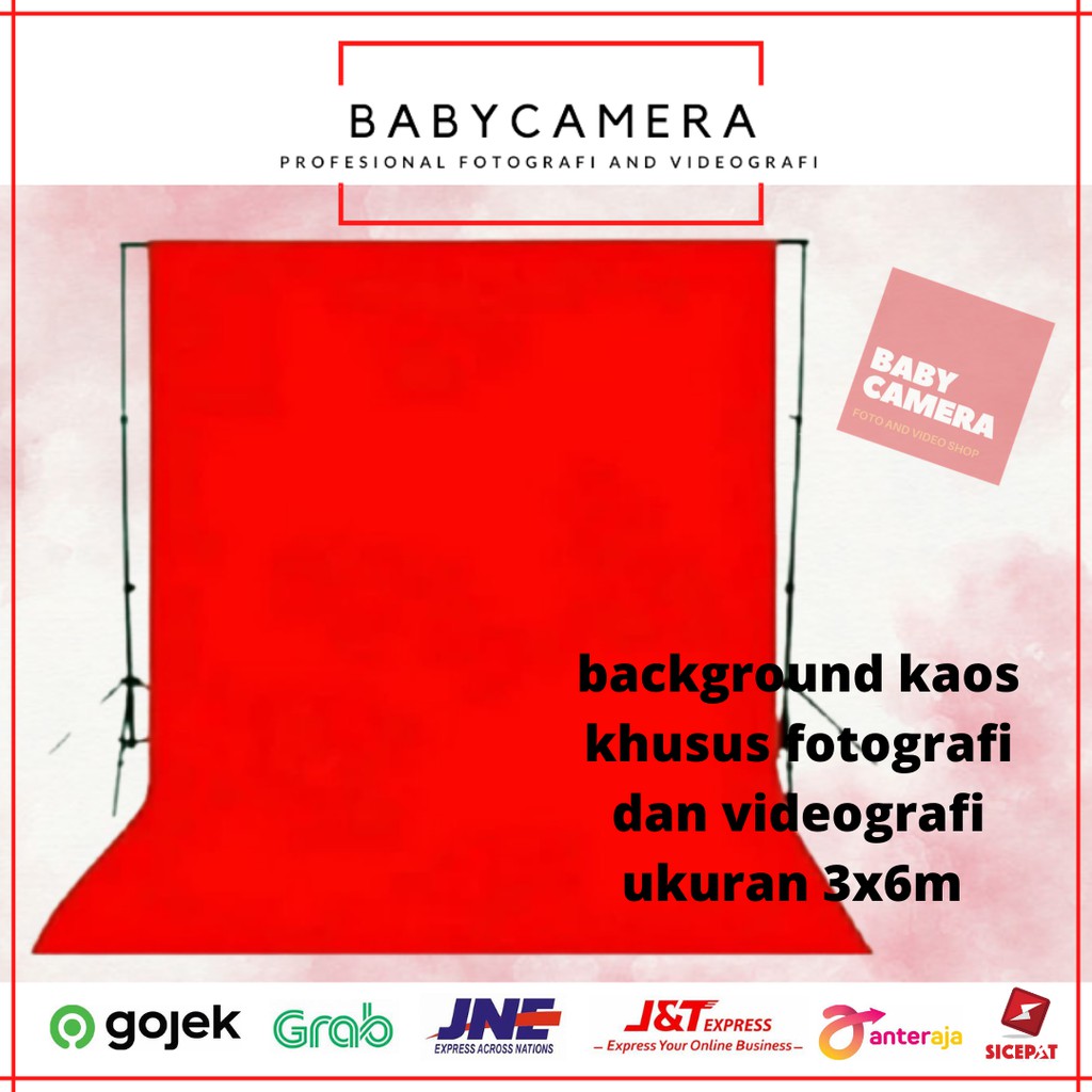 kain background foto 2.5x3 meter merah polos