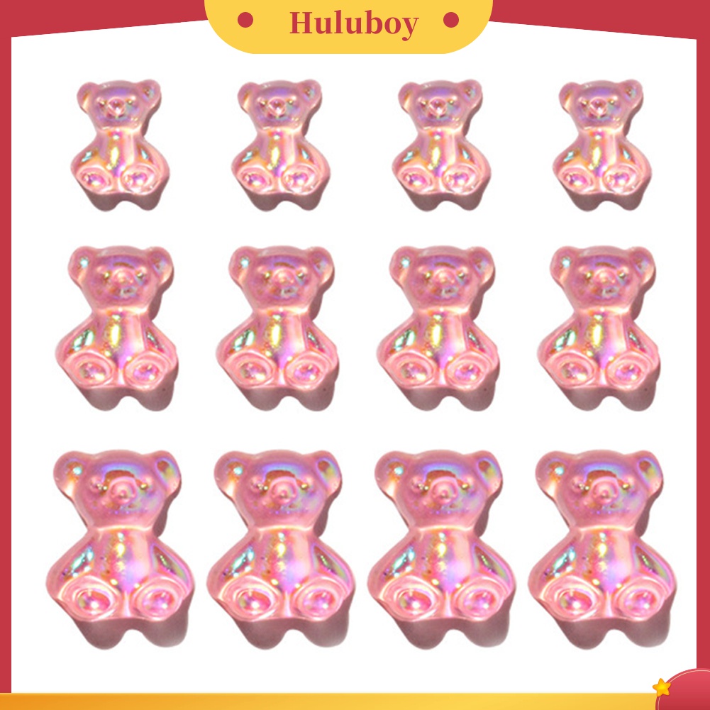 Huluboy Huluboy♡ 12pcs Ornamen Beruang 3D Lucu Untuk Dekorasi Kutek Gel UV Manicure DIY