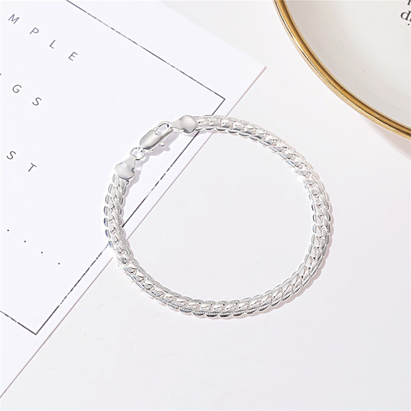 Gelang 18k Emas Fashion Sederhana embossing Pria wanita bangles Baja Titanium Aksesoris Perhiasan HipHop Bracelet Rantai