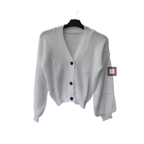 Cardigan / GRACIA / Cardy Get 7 / Atasan Cardy Rajut / Outwear / Kardigan Wanita-Putih