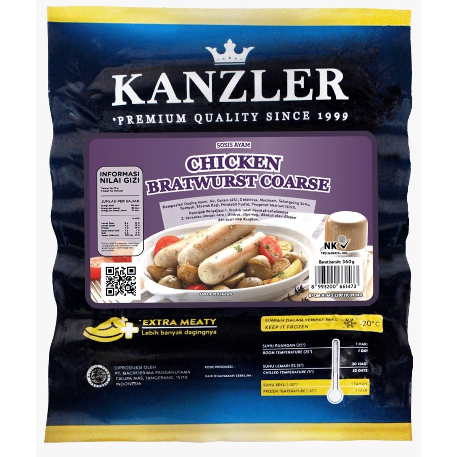 

Kanzler Chicken Bratwurst Coarse 360G