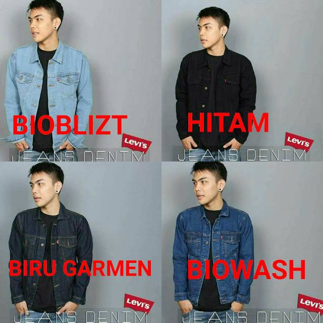 JAKET JEANS LEVIS JUMBO XXXL DENIM COWO PRIA BIOBLIZT BIOWASH HITAM BIRU GARMEN  PUDAR  HITAM PEKAT