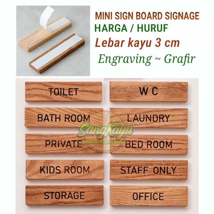 Grafir kayu sign signage board papan nama logo nama engraving laser