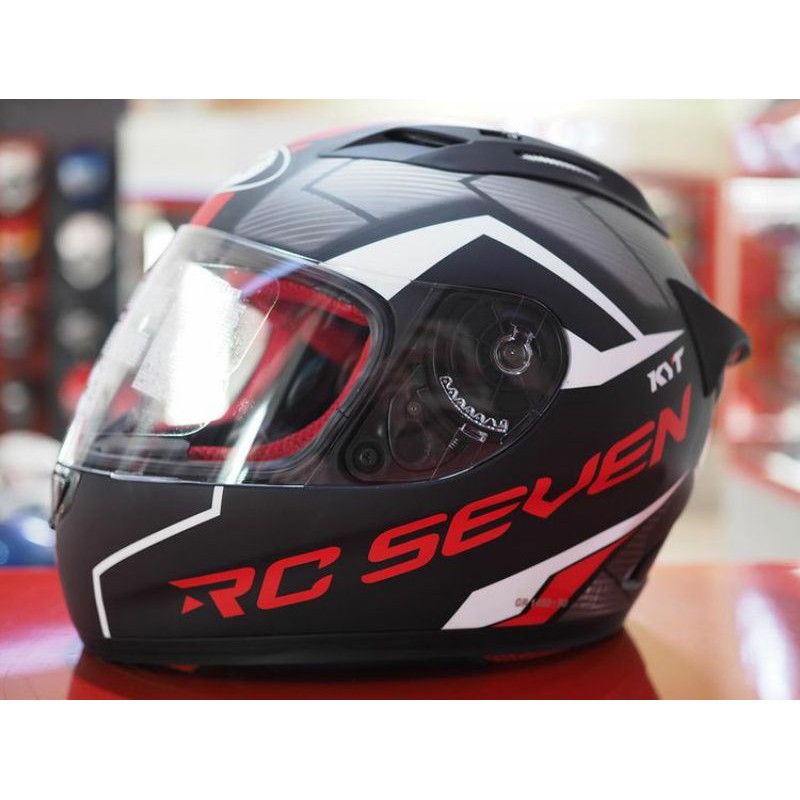 HELM KYT RC SEVEN MOTIF 18 MATT BLACK RED DOFF HELM TOURING KYT RC SEVEN MOTIF 18 HITAM / RED DOFF