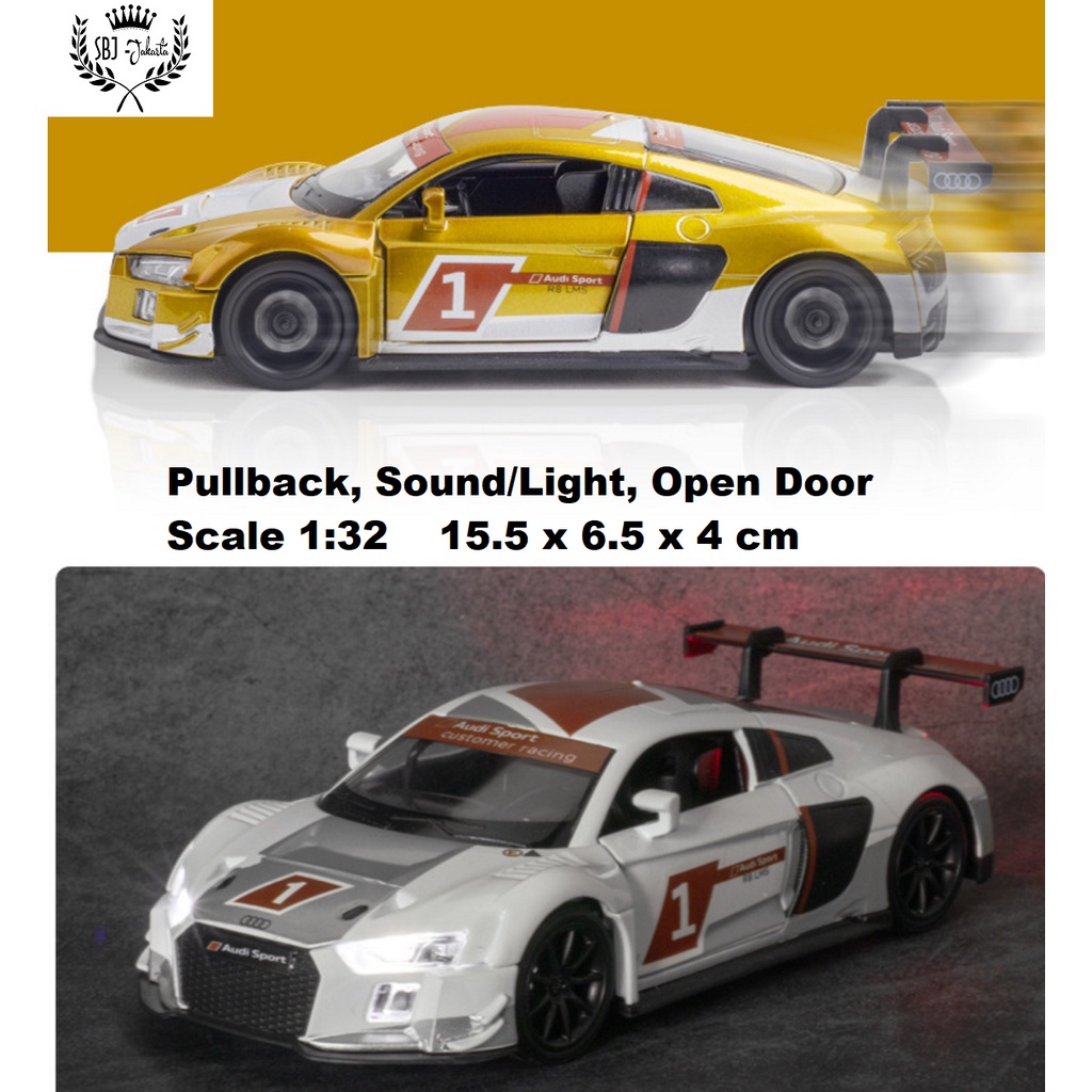 DIECAST Miniatur MOBIL AUDI R8 LMS Racing Skala 1:32 METAL SERIES