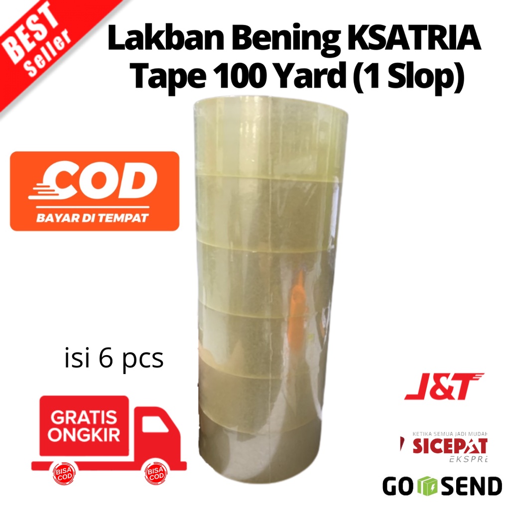 

[BAYAR DI TEMPAT] Lakban Bening KSATRIA Tape 100 Yard (1 Slop)