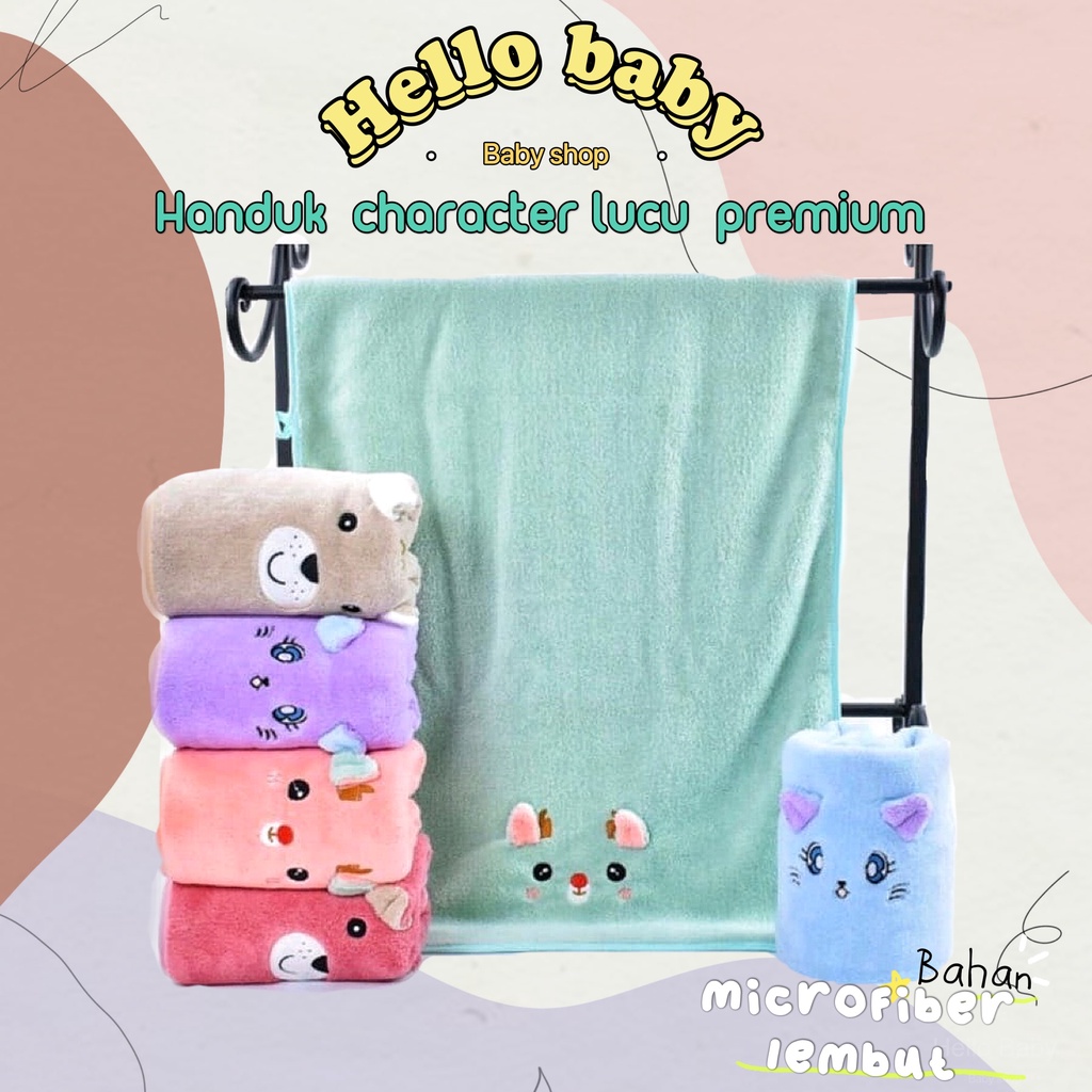 Handuk Bayi Lembut Microfiber / Handuk Anak Premium Berkarakter 50x100cm