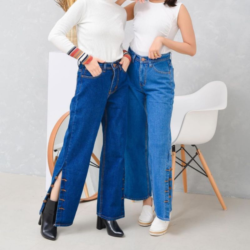 HIGHWAIST KULOT KANCING BAWAH//BOYFRIEND PLAIN KANCING