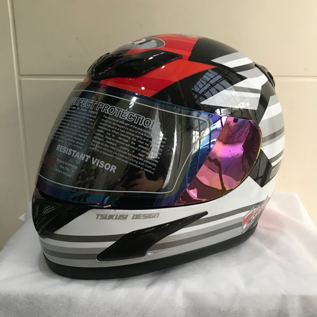 Helm JPN fullface F3 PRO 02 hitam glossy silver mix