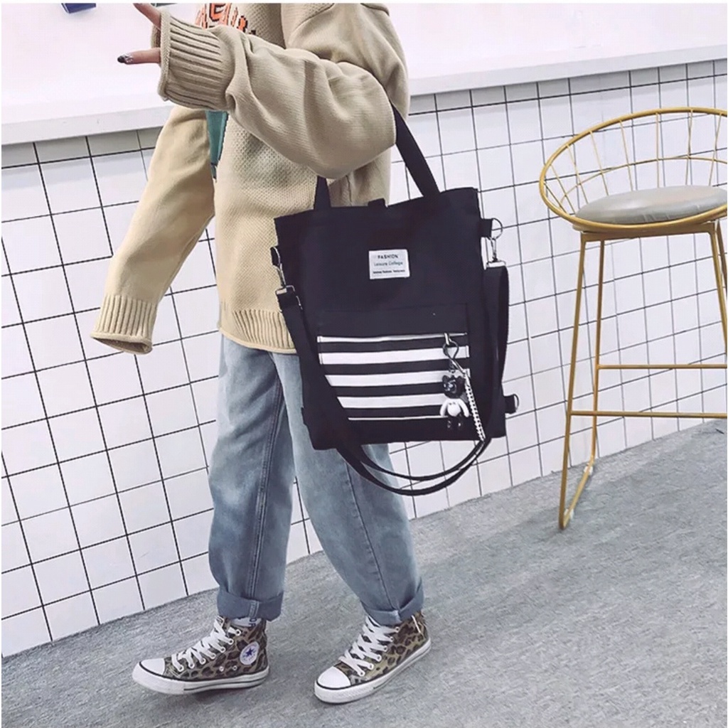 Twenty Bag - Tas Tote Bag Wanita Resleting Terbaru 2022 Aesthetic Kekinian Motif Carakter LIVING LINE Korea Style Multifungsi