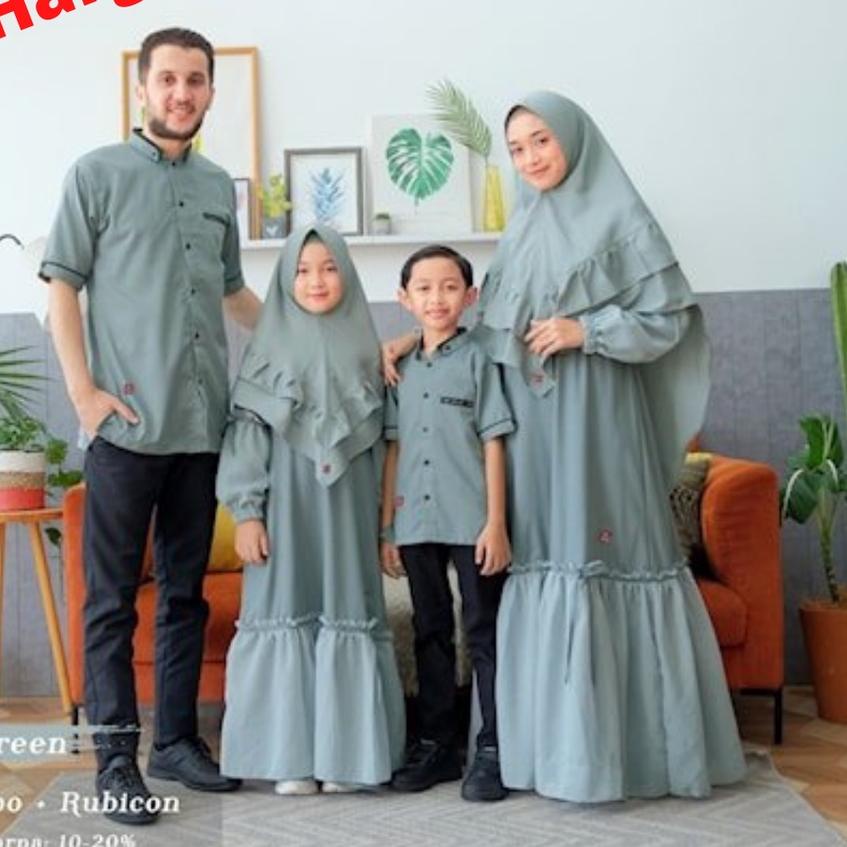 Mecca Sage Green Baju Koko Kokoh Gamis Abaya Dewasa Ayah Ibu Anak Cowok Cowo Cewek Cewe