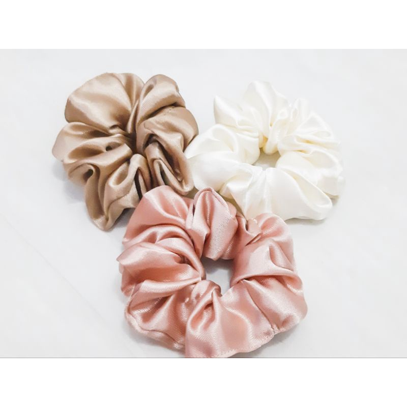 3PCS SCRUNCHIE SATIN WARNA EARTH TONE