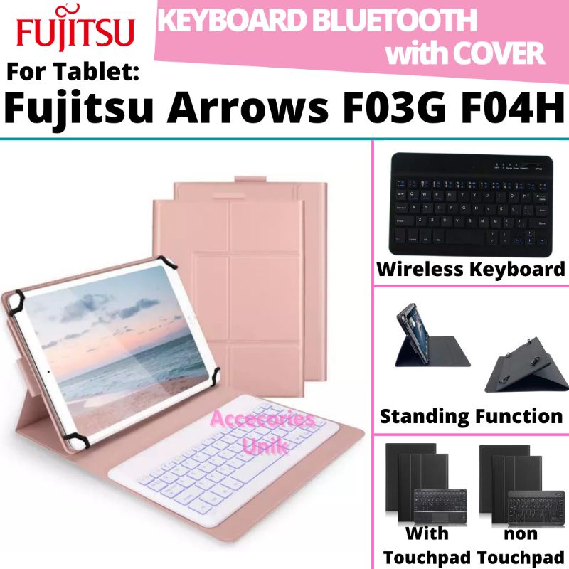 Fujitsu Arrows F03G F04H 10.5 10,5 Inch Tab Tablet Book Cover Keyboard Wireless Bluetooth Flip Stand