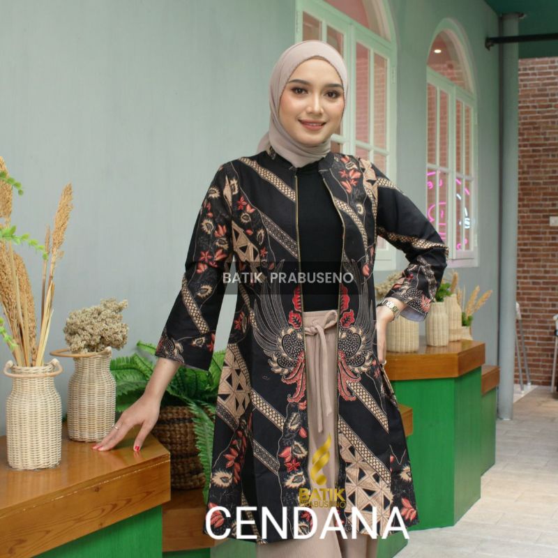 Atasan Etnik Wanita Dewasa Tunik Lengan Panjang Motif CENDANA Original Batik Prabuseno Solo Bahan Ka
