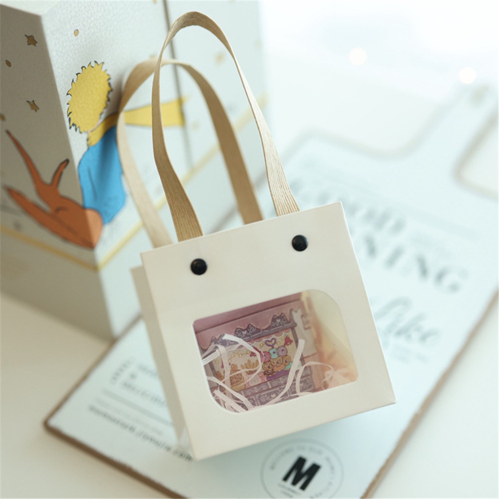 INS Cake Square Bottom Kraft Paper Bag Tas Kado Sederhana Baking Pouches