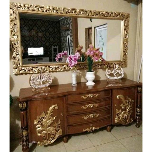 BUFET TV BOMBAY +FIGURA UKIR KAYU JATI