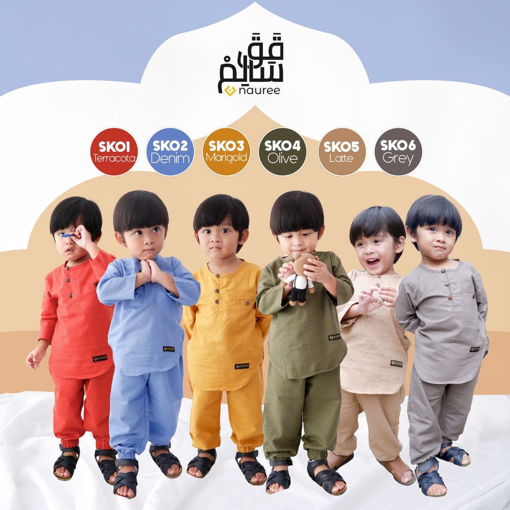 Nauree - Koko Anak Salim Baju Setelan Anak Laki Laki Celana Panjang Jogger Bahan Linen Rami Untuk Umur 1 2 3 4 5 6 Tahun Adem Nyaman Halus Jahitan Rapih Tidak Gampang Kusut