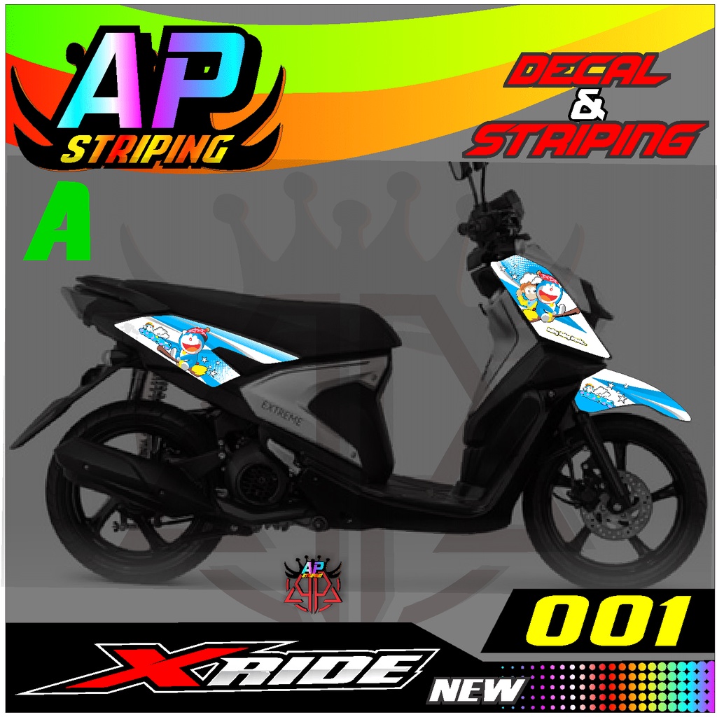 STICKER STRIPING LIS VARIASI DORAEMON YAMAHA X-RIDE NEW -001