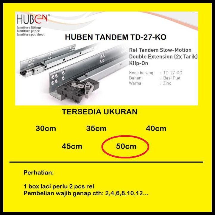 Rel Laci Tandem Huben 50 Cm Rel Tandem Huben Td-27 Klip-On