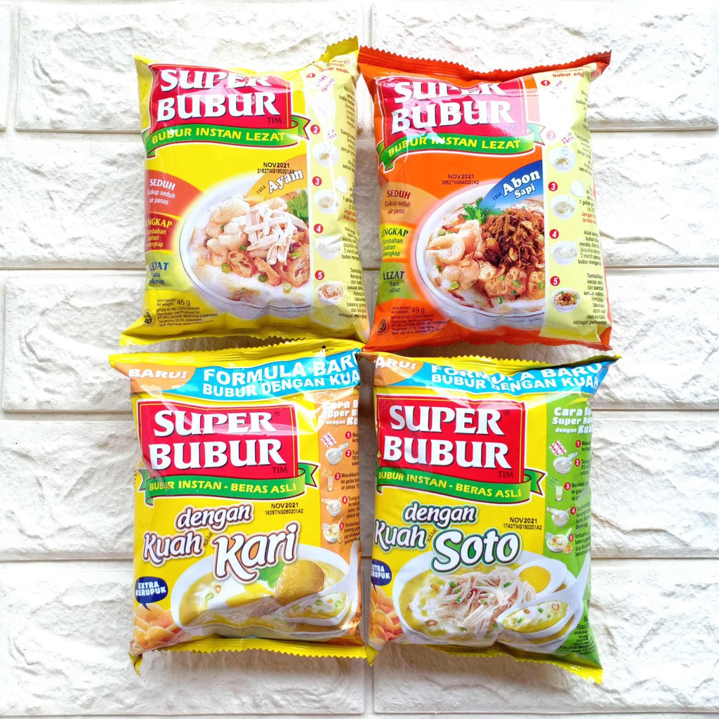 

Super Bubur Ayam - Abon Sapi - Kuah Kari - Kuah Soto - Bubur Instan