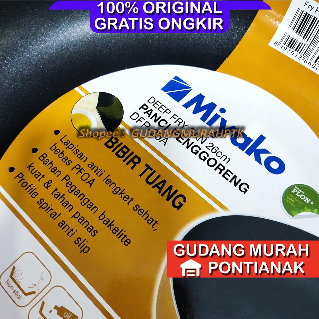 Panci Wajan Teflon Tinggi ANTI LENGKET Miyako Deep Frypan Tumis Miyako DFP 26 A Serbaguna Bibir Tinggi dan Luas permukaannya