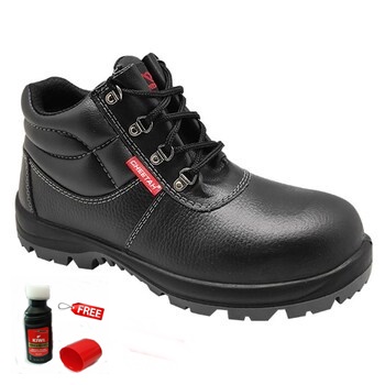 Sepatu Safety Cheetah 7106H FREE Semir Sepatu Kiwi Poles Warna Hitam