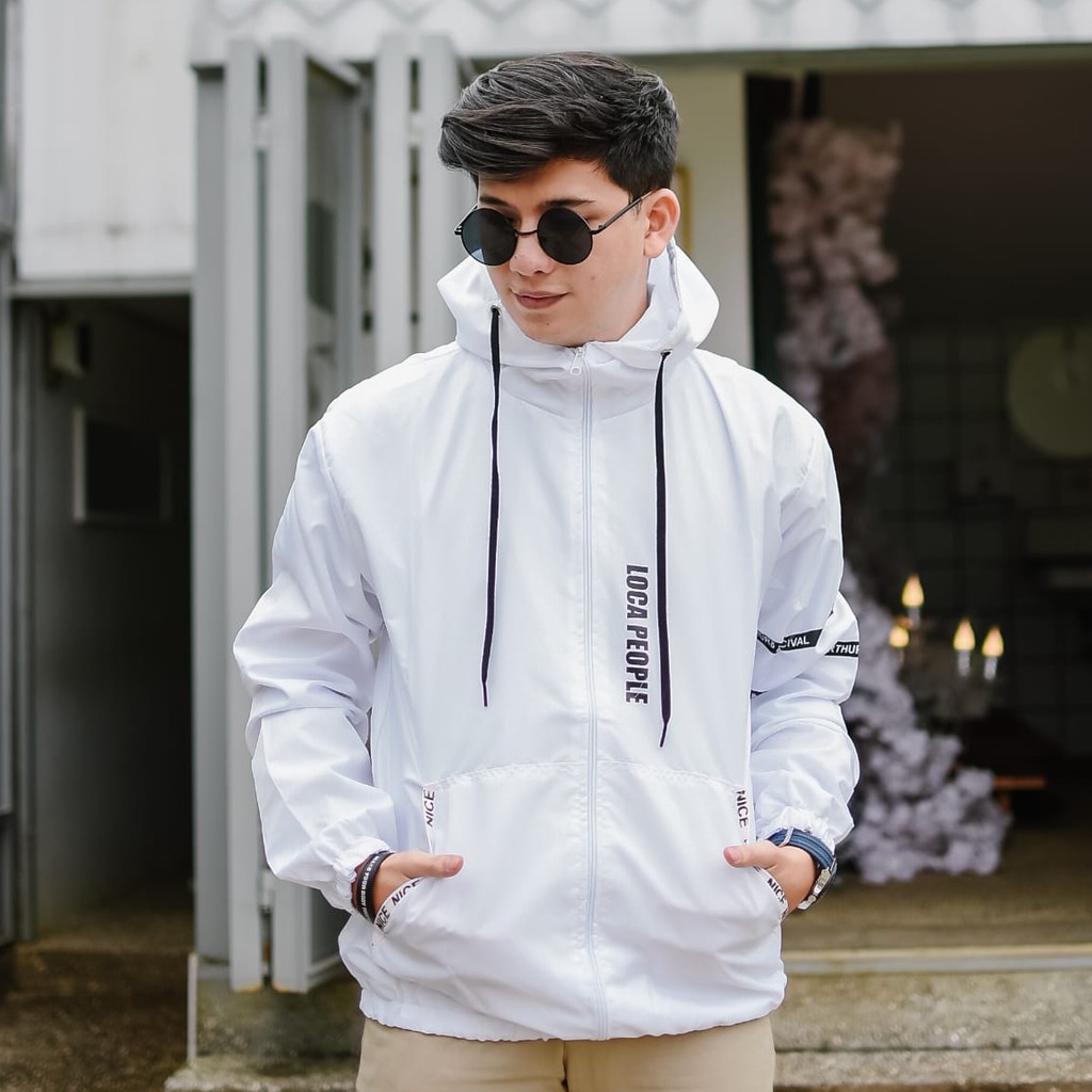 Loca People Jaket - Jaket Parasut Pria dan Wanita (Double Puring)-Putih