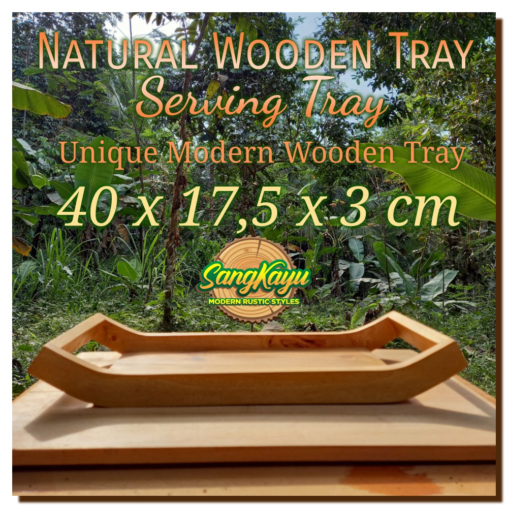 Nampan kayu +handle 40x17,5x3cm Wooden Tray nampan saji serving tray