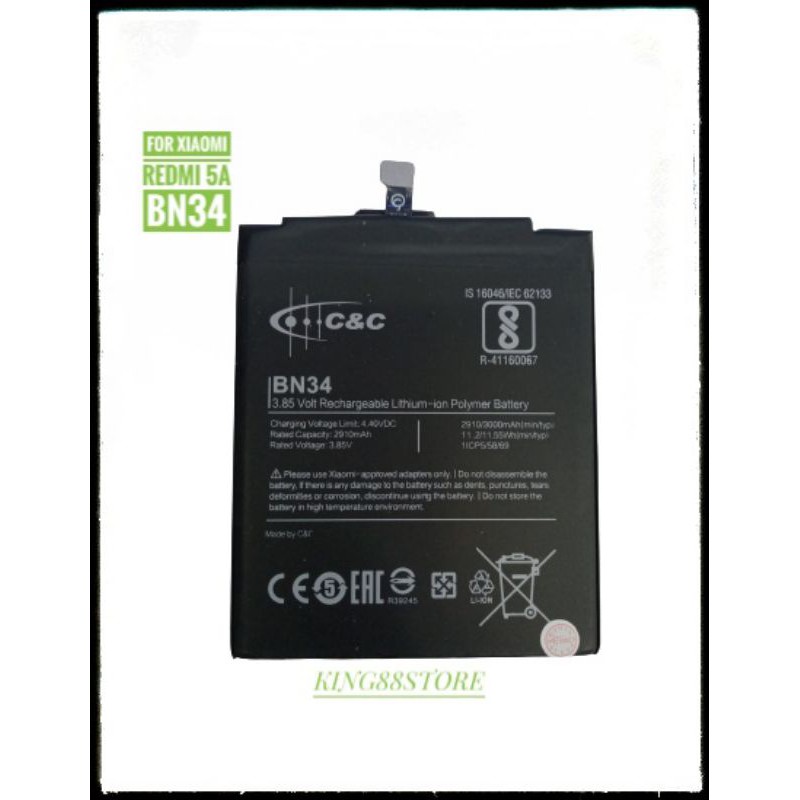 BATTERY BATTERAI BATRE ORIGINAL MERK C&amp;C FOR XIAOMI REDMI 5A BN34