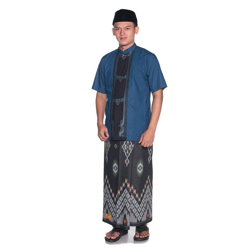 Sarung Atlas Idaman Kembang Tulip Hitam Hijau