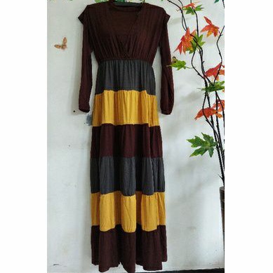 Gamis 2 in 1 kombinasi 3 warna