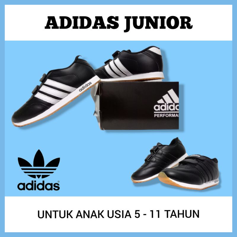 SEPATU ANAK SEKOLAH ADIDAS HITAM / SEPATU SNEAKERS ANAK COWOK CEWEK UNISEX SIZE 32-38 / SEPATU SEKOLAH PAUD TK SD JUNIOR KIDS PROMO ADIDAS ANAK USIA 5 - 11 TAHUN