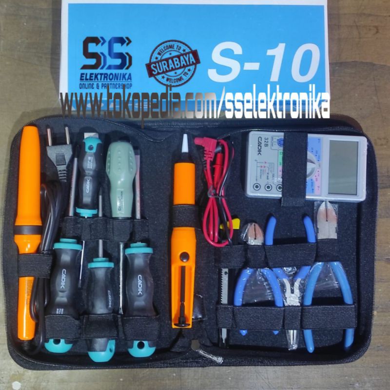 Tool Kit Set S10 S-10 Murah Lengkap CADIIK CADIK Pertukangan Elektronik Original