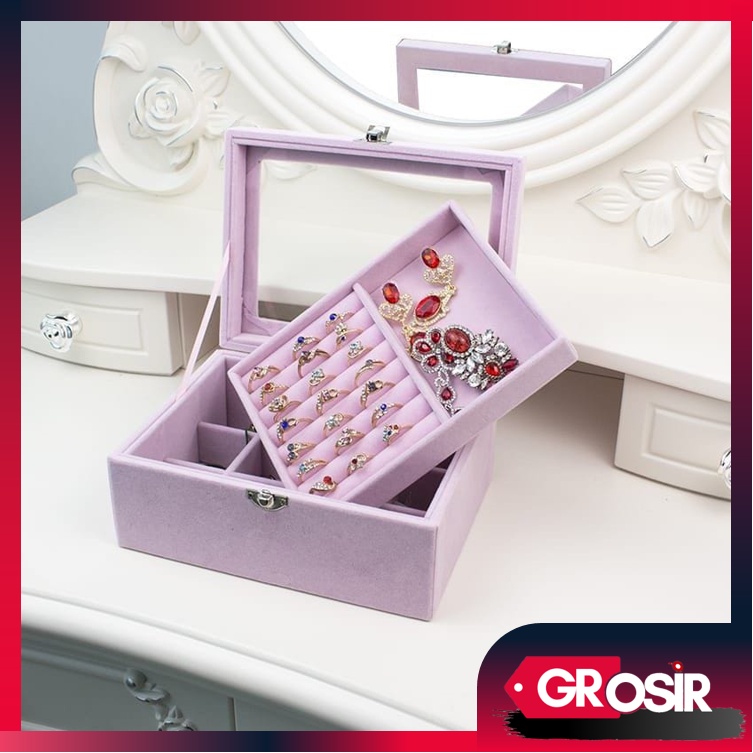 Grosir - R7015 Kotak Perhiasan / Tempat Penyimpan Perhiasan / Jewerly Box / Kotak Aksesoris