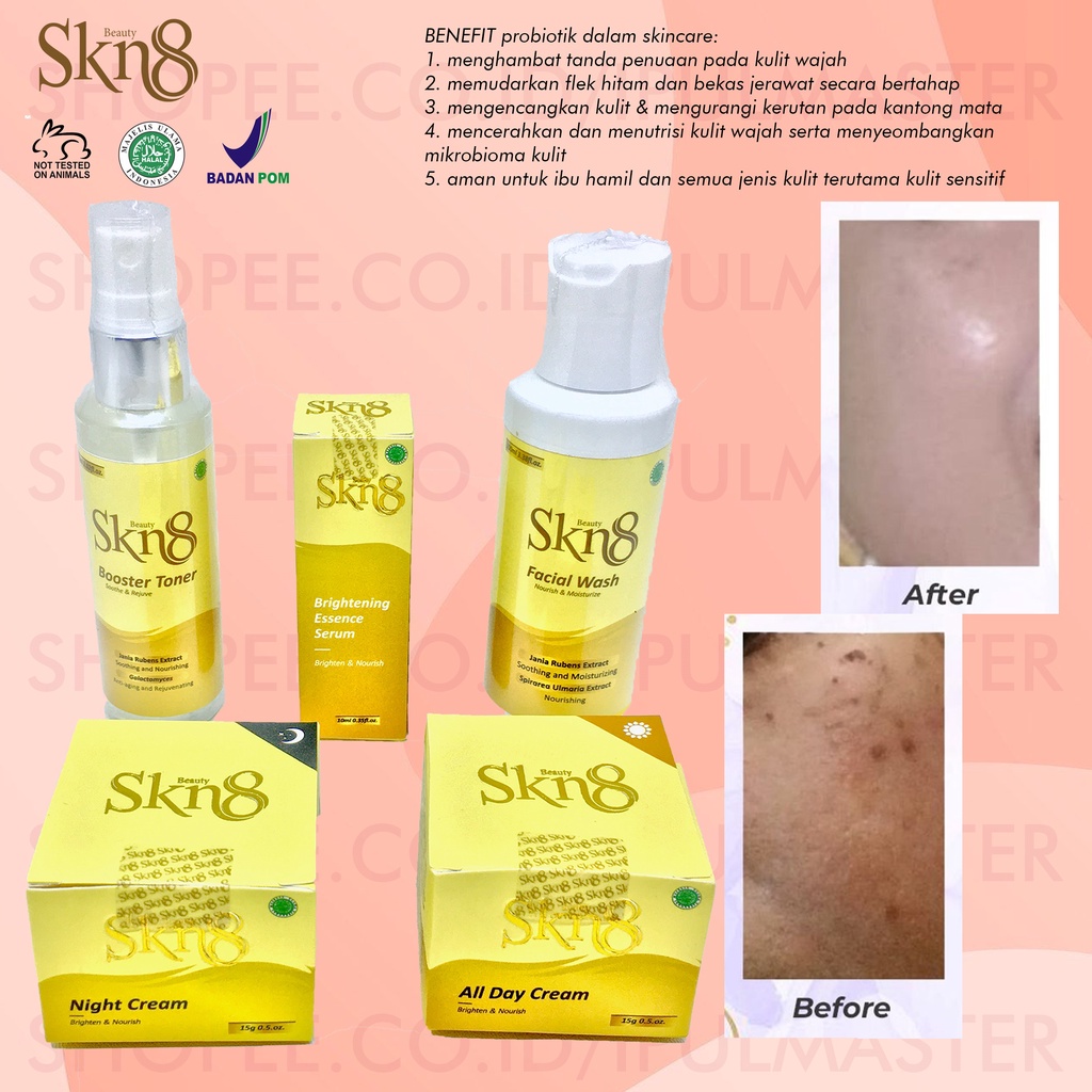 SKN8 Beauty Paket Skincare Lengkap Alami + Probiotik BPOM