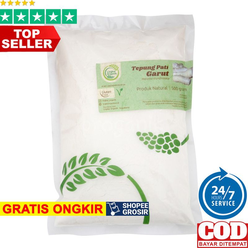 

5% OFF - Lingkar Organik - Tepung Pati Garut 500gr - Organik - Tepung Pati Kerut PROGANIK JGP40